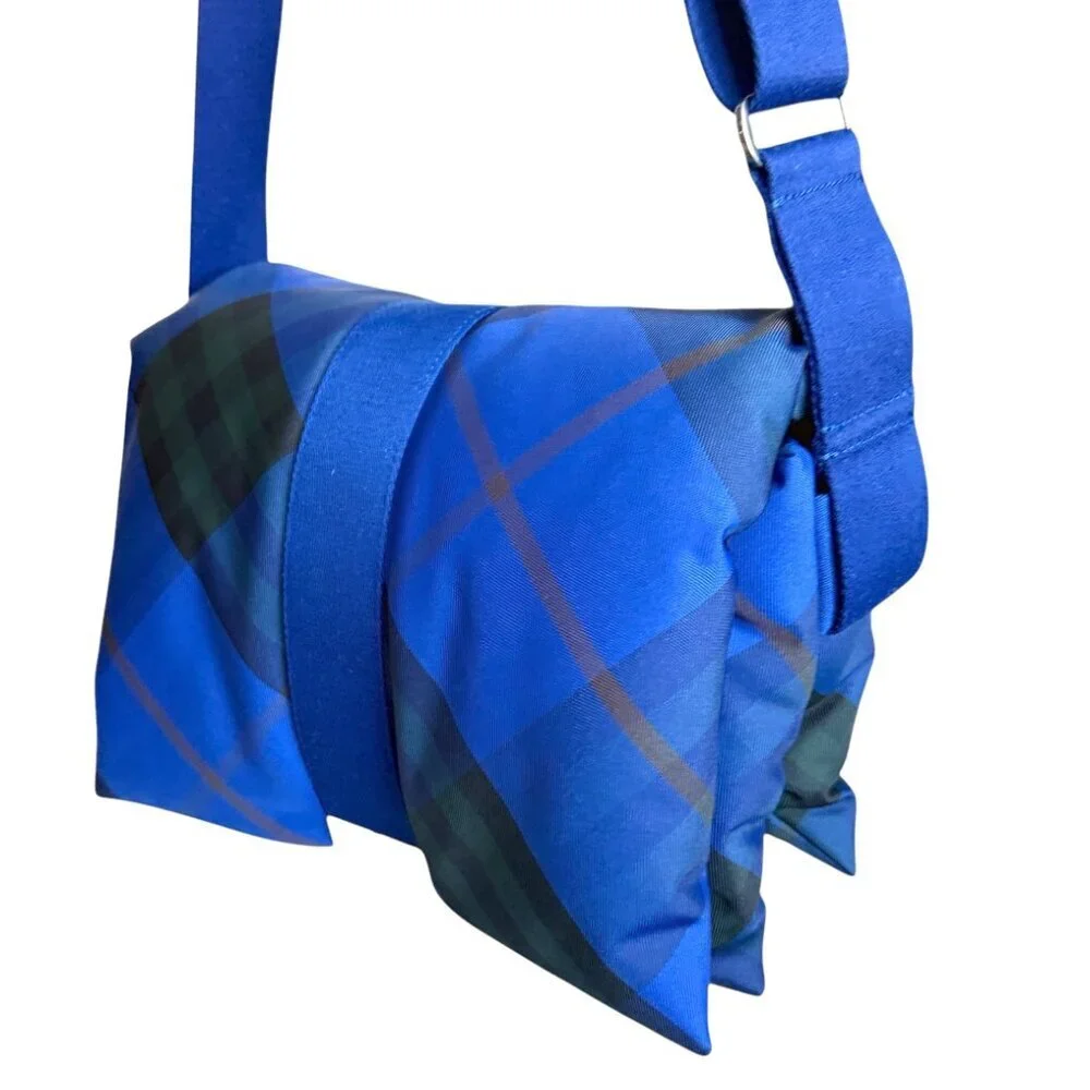 Burberry Blue Plaid Messenger Bag